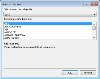 Inserisci funzione