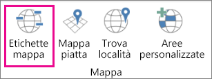 Opzione Etichette mappa di Mappe 3D