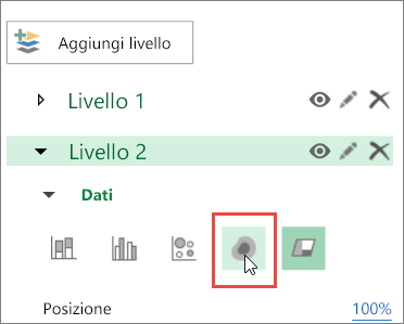 Icona della mappa termica nel riquadro del livello