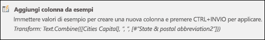 Formula per colonna personalizzata in Aggiungi colonna da esempi in Power Query