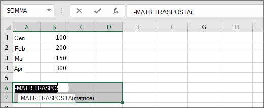 =TRANSPOSE(