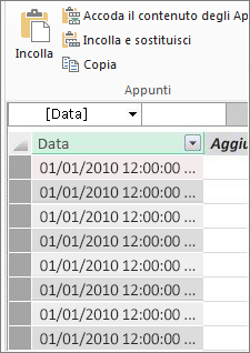 Tabella data in Power Pivot
