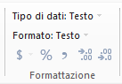 Tipo di dati nella barra multifunzione