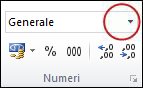 Elenco di formati numerici nel gruppo Numeri della scheda Home.