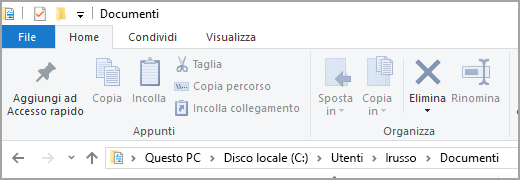 Percorso della cartella Documenti predefinita