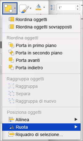 , pulsante Ruota nel menu Disponi