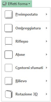 Menu Effetti forma