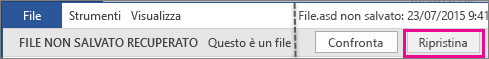 Ripristino di documenti in Office 2016