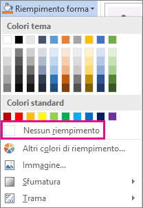 Selezione di Nessun riempimento