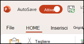 Interruttore del salvataggio automatico in Office