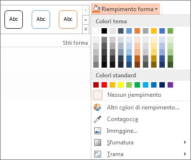 Comando Riempimento forma