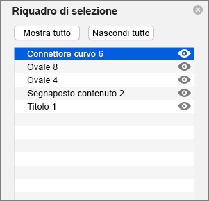 Mostra il riquadro di selezione in PowerPoint 2016 per Mac