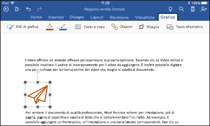 Word per iOS con la scheda di modifica Grafica