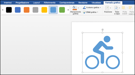Raccolta stili con uno stile azzurro applicato a un elemento grafico di una bicicletta