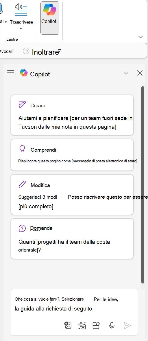 Accesso al pulsante Copilot in OneNote