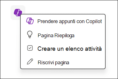 Accesso alla funzionalità Copilot nell'area di disegno in OneNote