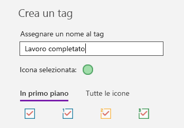 Creazione di tag personalizzati in OneNote per Windows 10
