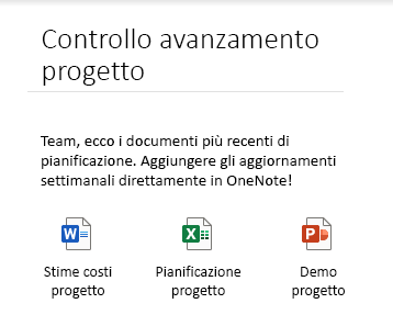 File incorporati in una pagina in OneNote per Windows 10
