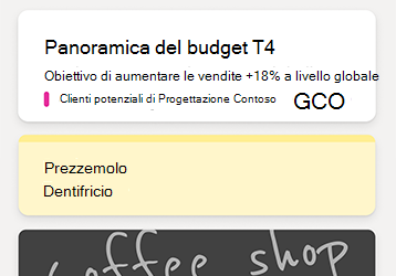 Note di esempio nel feed di OneNote