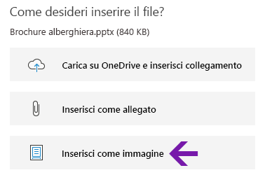 Opzione immagine file in OneNote per Windows 10
