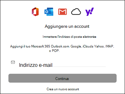 Aggiungi account a Outlook per Mac