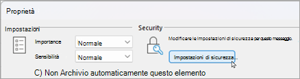 Seleziona Impostazioni di sicurezza