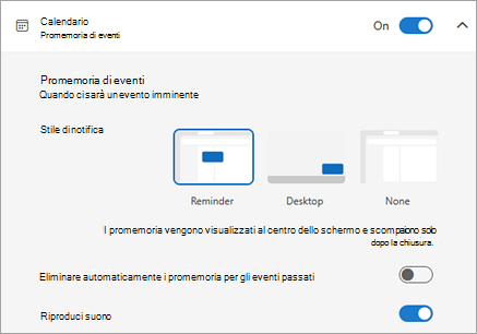 Screenshot delle impostazioni dei promemoria per Calendar evento
