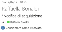 Messaggio di posta elettronica contrassegnato come Riservato
