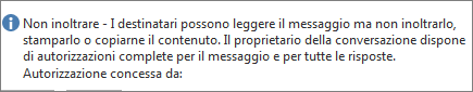 Messaggio Non inoltrare aggiunto al messaggio di posta elettronica.