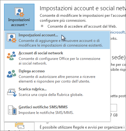 Fare clic su Impostazioni > account file > Impostazioni account