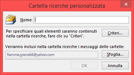 Immettere un nome per la cartella ricerche