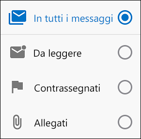 Selezionare la modalità di filtro dei messaggi