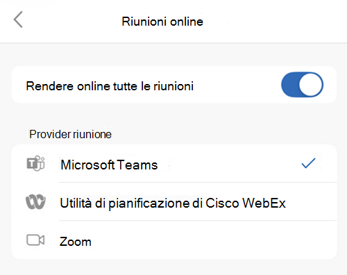 Selezionare il provider predefinito in Outlook su iOS