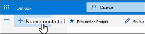 Screenshot del pulsante Nuovo contatto