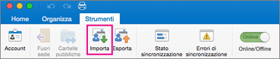 Nella scheda Strumenti fare clic su Importa.