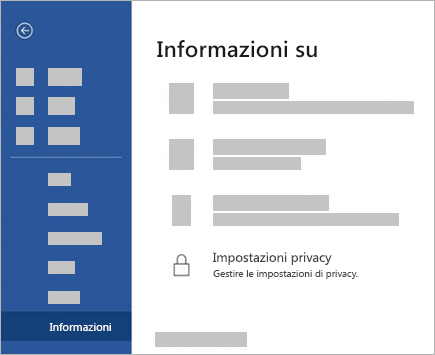 Screenshot che mostra l'opzione Impostazioni privacy in modalità di modifica
