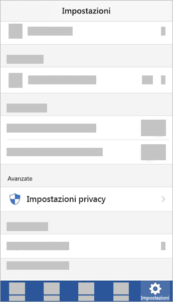 Screenshot che mostra l'opzione Impostazioni privacy in iOS