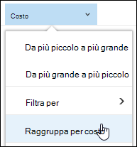 Visualizzazione Raggruppa per della raccolta documenti in Office 365