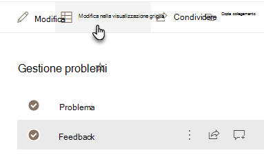 Modifica nella visualizzazione griglia