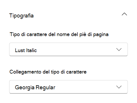 tipi di carattere piè di pagina