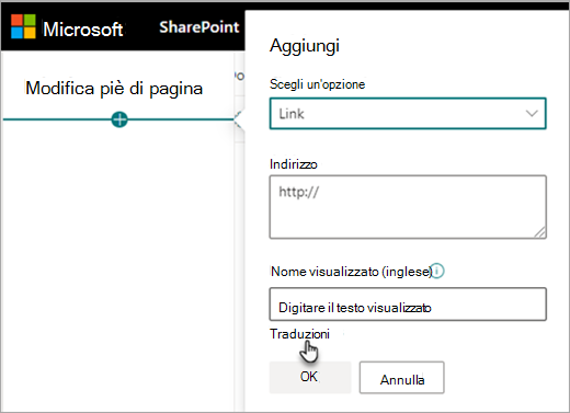 Traduzione piè di pagina