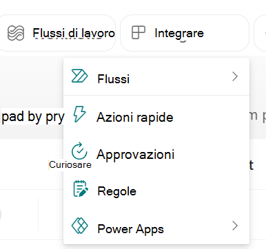 Screenshot della modifica di una regola per un elenco selezionando Integra e quindi Regole