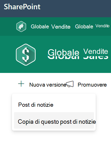 Creare una copia del post di notizie
