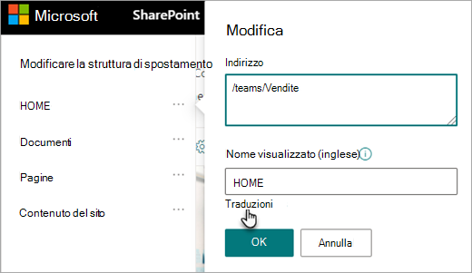 Traduzione della struttura di spostamento