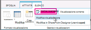 Modificare una visualizzazione