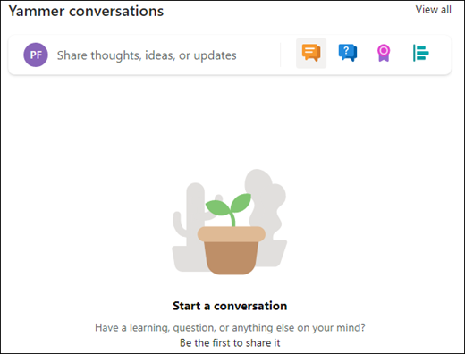 Anteprima della web part Conversazioni.