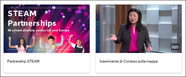 screenshot di collegamenti rapidi con video