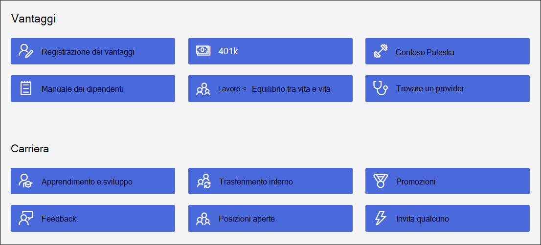 Nuova schermata Collegamenti rapidi