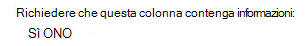Impostare questa colonna in modo che contenga informazioni.
