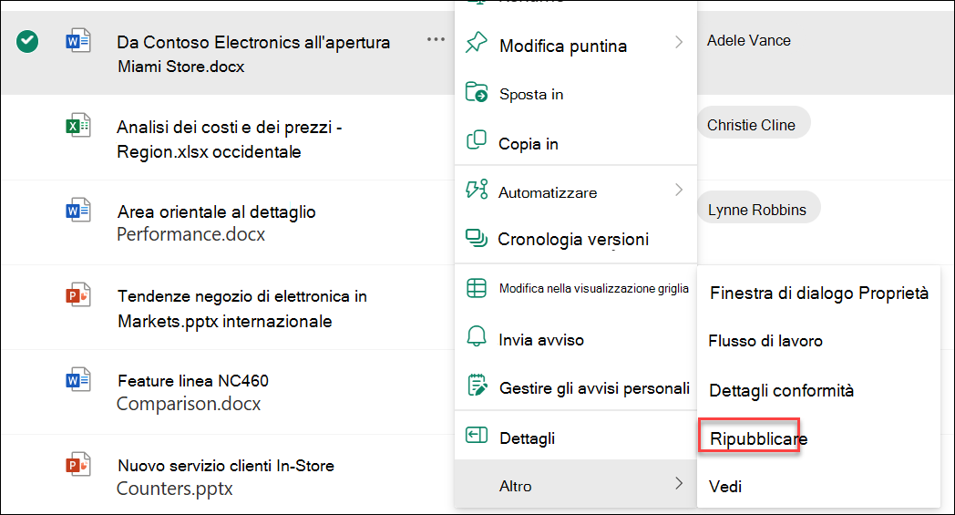 screenshot di ripubblicazione di una versione principale